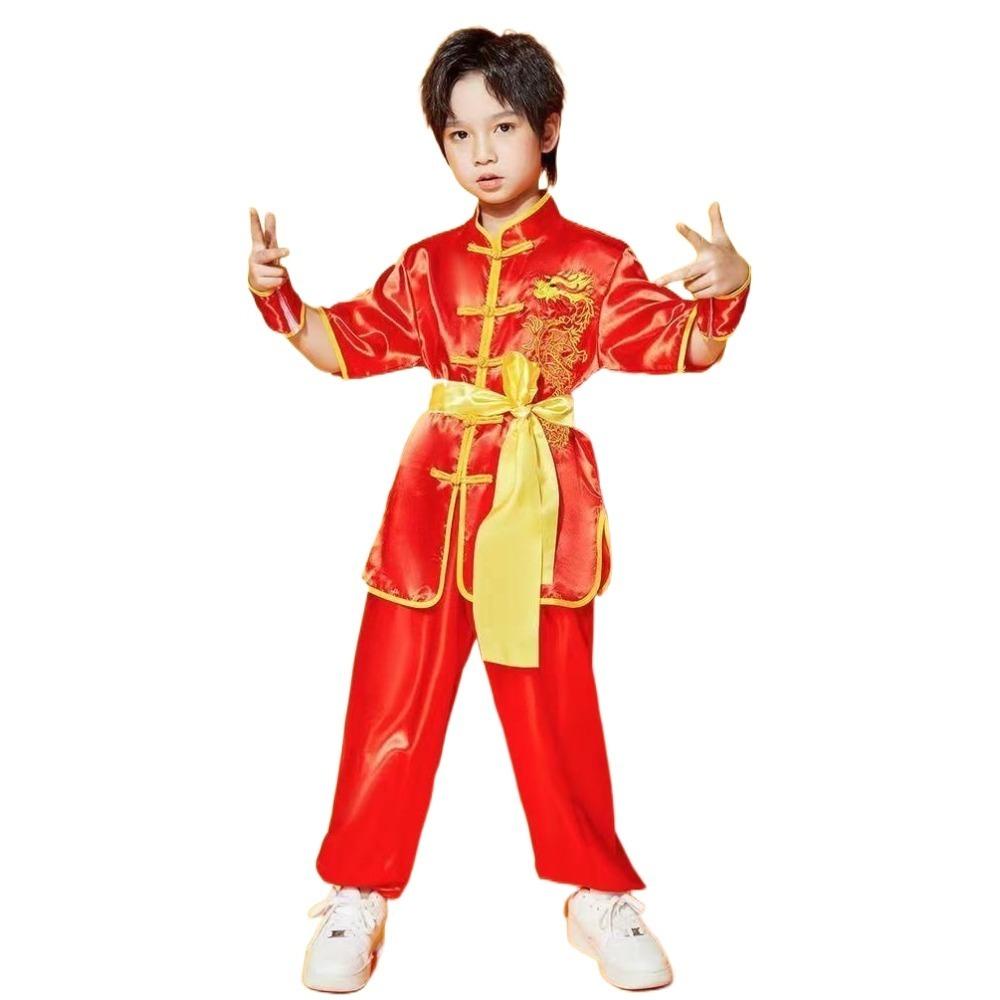 with Belt Wushu Costume Chinese Traditional Tai Chi Uniform Fashion Traditional Outfits Children 110CM