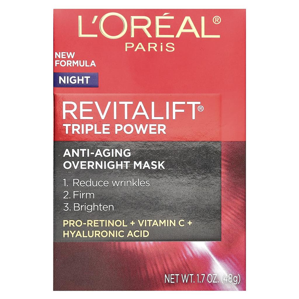 L'Oréal, Revitalift Triple Power, Anti-Aldrings Nattmaske, 48G(1.7Oz)