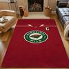 Minnesota Wild Team Logo On Red Background Patterned Carpet, Non Slip Mat Suitable for Living Room and Bedroom Sofas