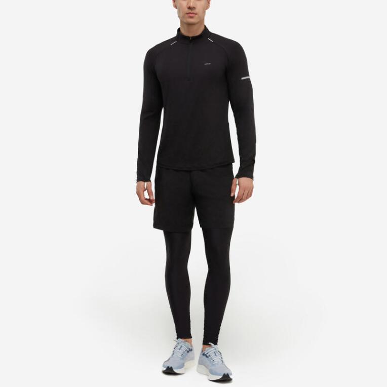 DECATHLON KIPRUN 500 Series Sweat-Wicking Breathable Comfortable Long Sleeve T-Shirt Men's Smoky Black