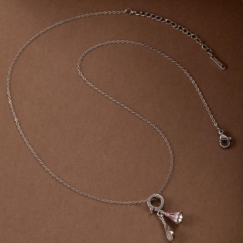 Naszyjnik z zawieszką do badmintona ze stali nierdzewnej w kolorze niebieskim i różowym dla kobiet, modna biżuteria z osobowością, prezenty, hurt