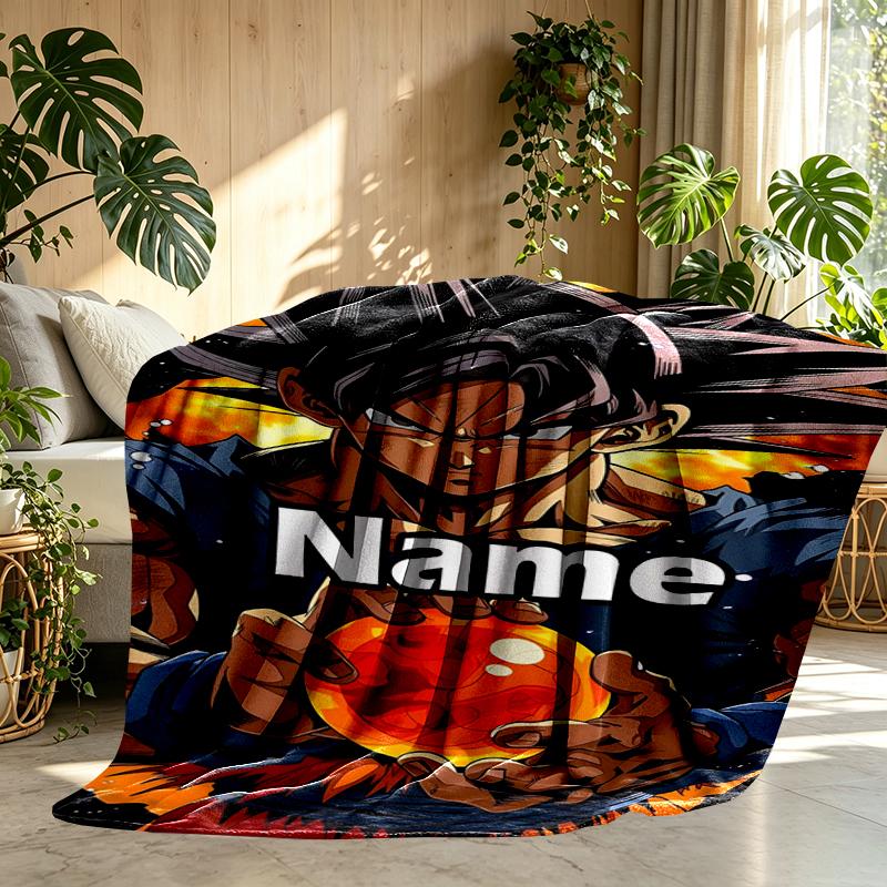 Manta Personalizada con Nombre y Estampado de Anime, Decoración del Hogar, Dormitorio, Sofá, Acampada, Sillón, Regalos para Cumpleaños Navidad