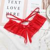 Sexy Lingerie Women Transparent G-strings Thongs Crotch Opening Lace Panties with Bowknot for Ladies