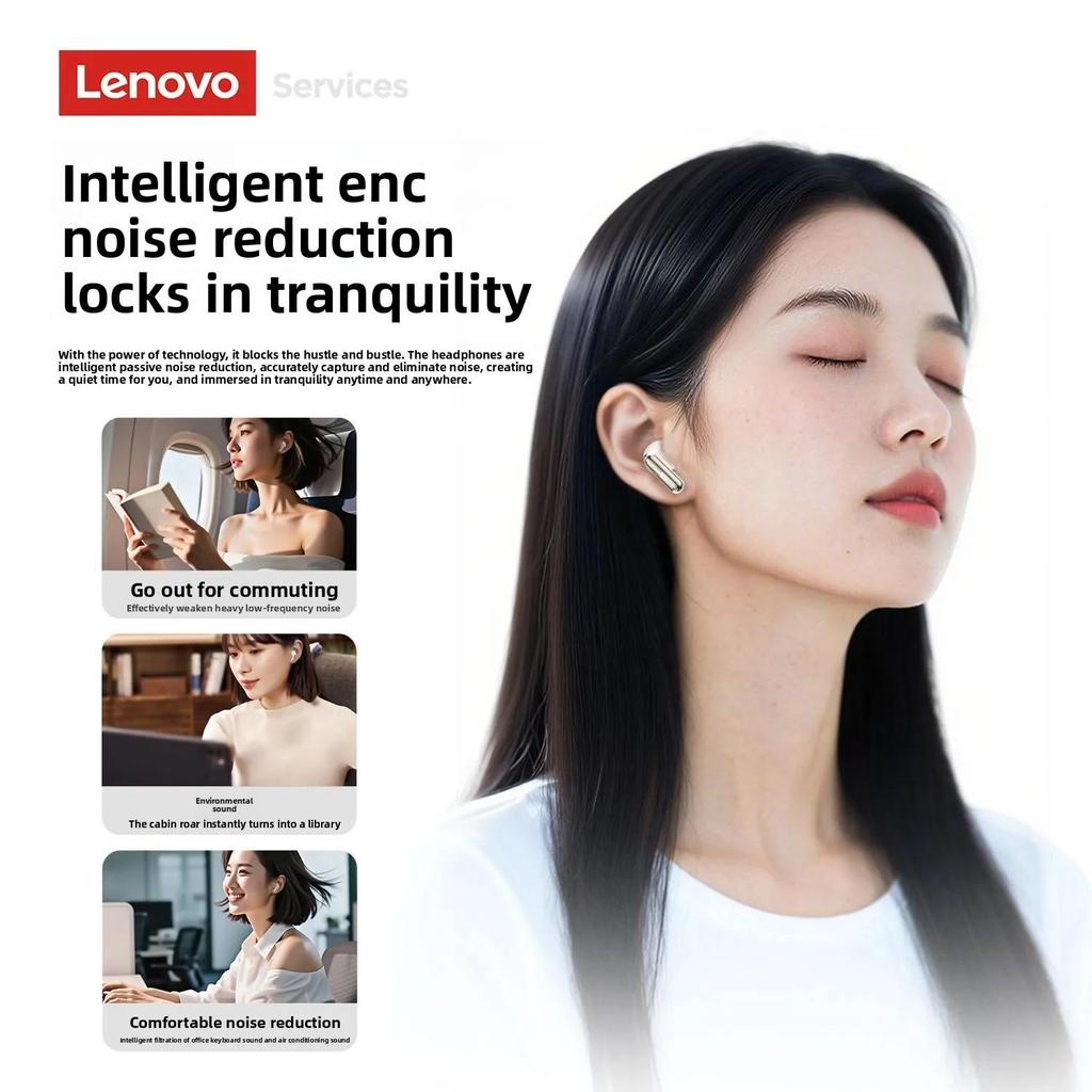 Lenovo LE208 TWS Bluetooth 6.0 Wireless Earphones Stereo ENC Noise Cancelling Headphone 38ms Low Latency Gaming Headset With Mic