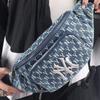 New MLB Monogram Collection Cotton Crossbody Bag, Fanny Pack Unisex Denim Blue 32BGCD011-50U