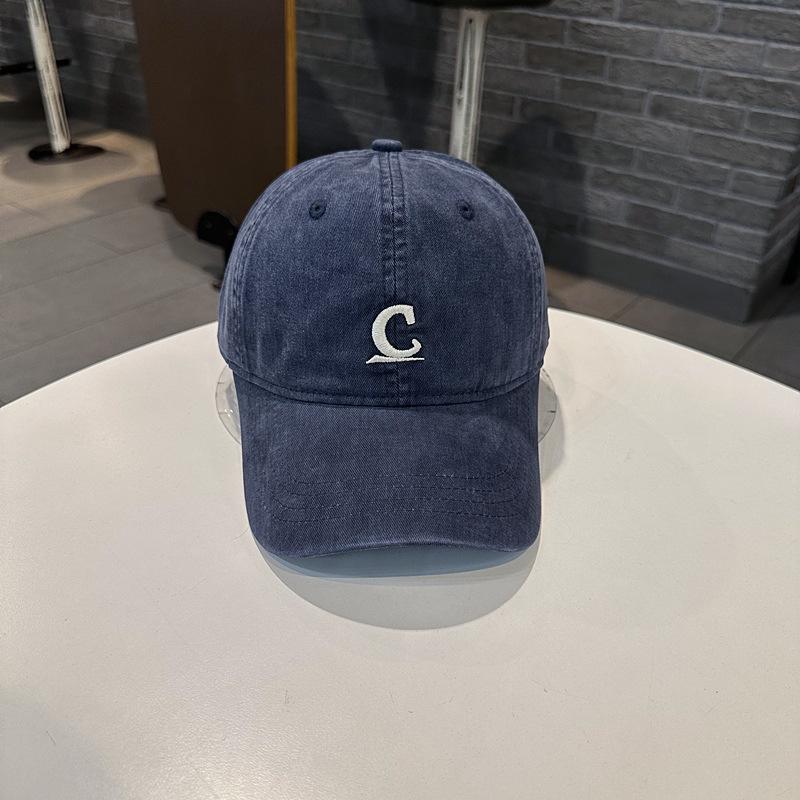 Washed Cotton Baseball Cap Letter C Embroided For Unisex Couples Casual Outdoor Sunshade Sun Hat Face Small Caps For Men Hats