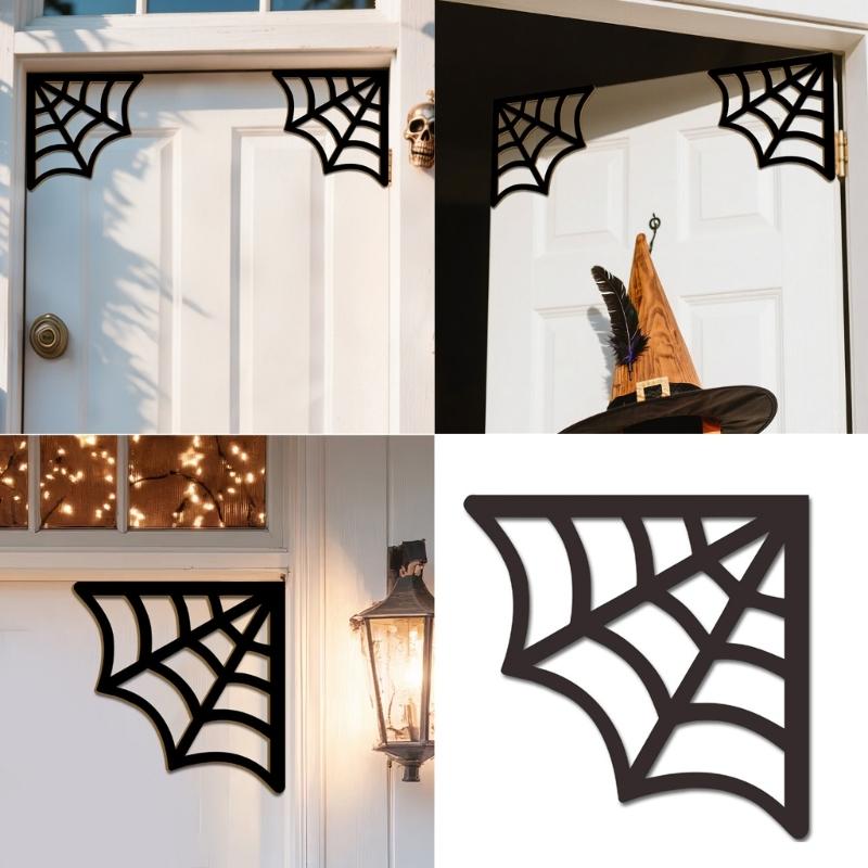 Wooden Spiders Web Door Frame Decors Halloween Door Corner Sign Decorations,Spiders Web Wooden Door Frame Decorations