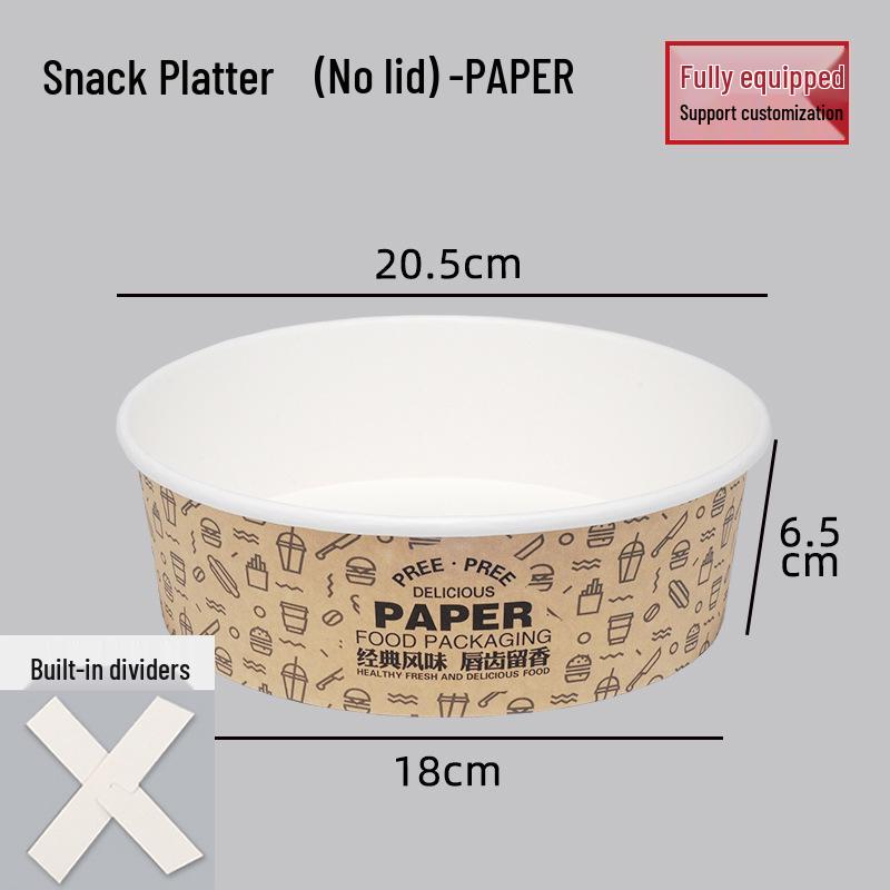 Snack Platter Box: Small Snacks & Fried Chicken Family Bucket with Four-Compartment Round Plate