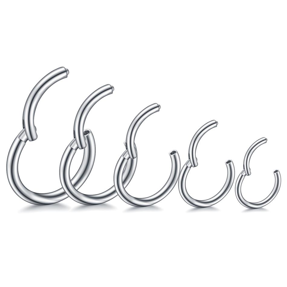 1PC Surgical Steel Hinged Clicker Segment Nose Rings Helix Cartilage Septum Hoop Daith Nariz Lip Ear Piercings Women Men Jewelry