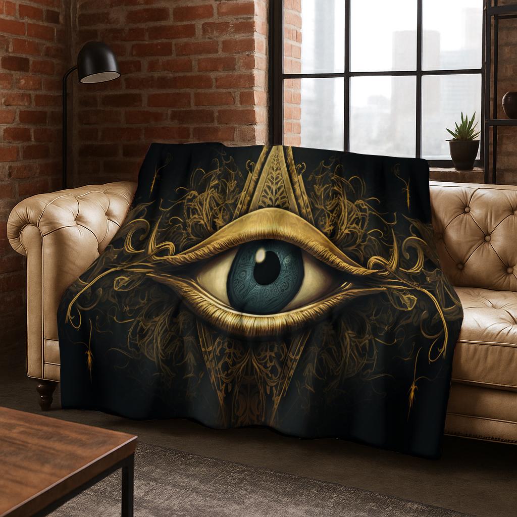 Freemasonry The Eye of the Demon Flannel Blanket Soft Warm Blanket for Bedroom Living Room Bed Travel Camping Picnic Gift