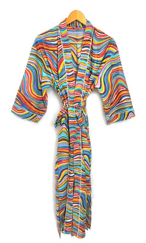 Cotton Robes Long Kimono Sleepwear Indian Hand Printed Night Wear Maxi Bathrobe