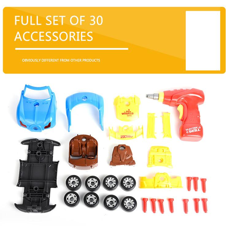 Construction Toy Take Apart Toys Car Racing, 30 Pieces, Build Your Own Car Kit With Electric Drill Tools, Best Gift Present