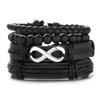 Handmade Vintage Multilayer Men Leaf Leather Bracelet Braided  Star Knot Leaf Rope Wood Beads Wrap Bracelets & Bangles Male Gift
