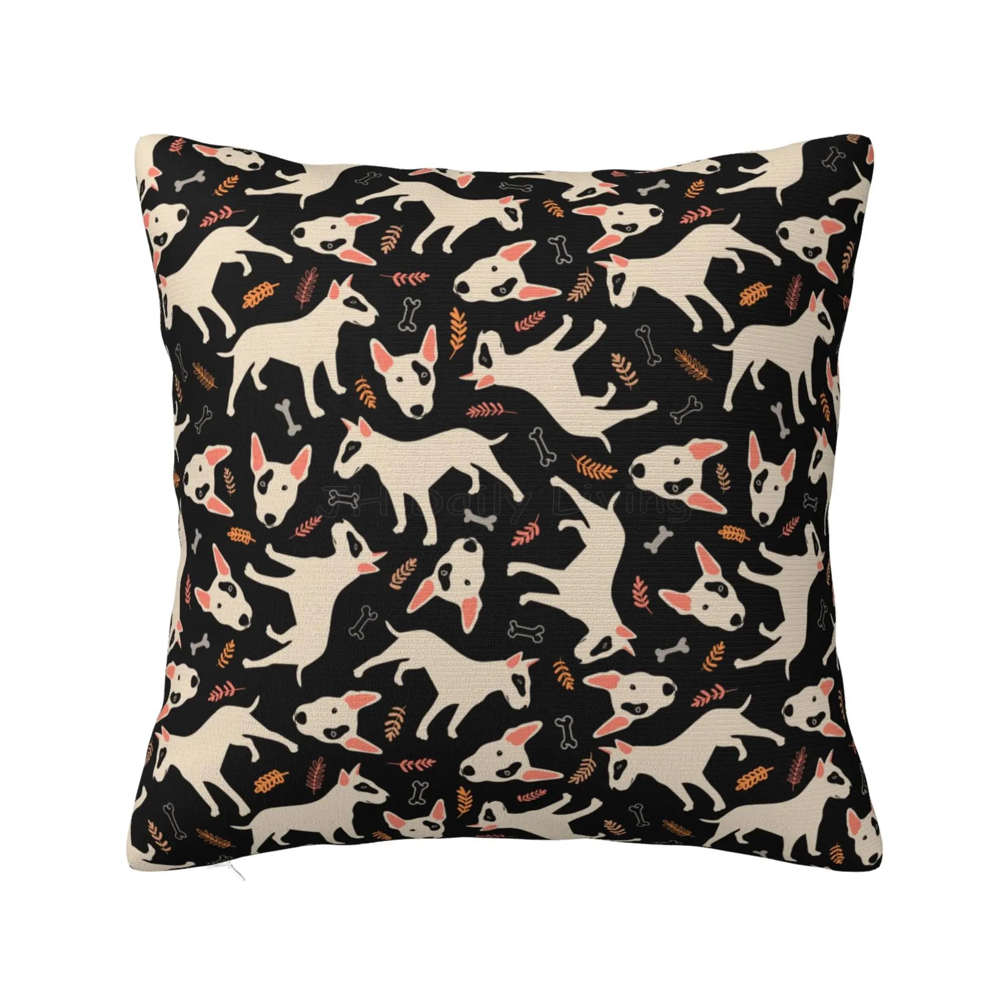 

English Bull Terrier Dog Love Cushion Cover Pillowcase for Sofa Funny Animal Throw Pillow Case Living Room Bedroom Decoration 12x12Inch