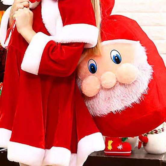 Christmas Santa Sack Large Drawstring Candy Gift Bags 3D Santa Claus Backpack for Santa Costume Holiday Party Supplies Gift Wrap