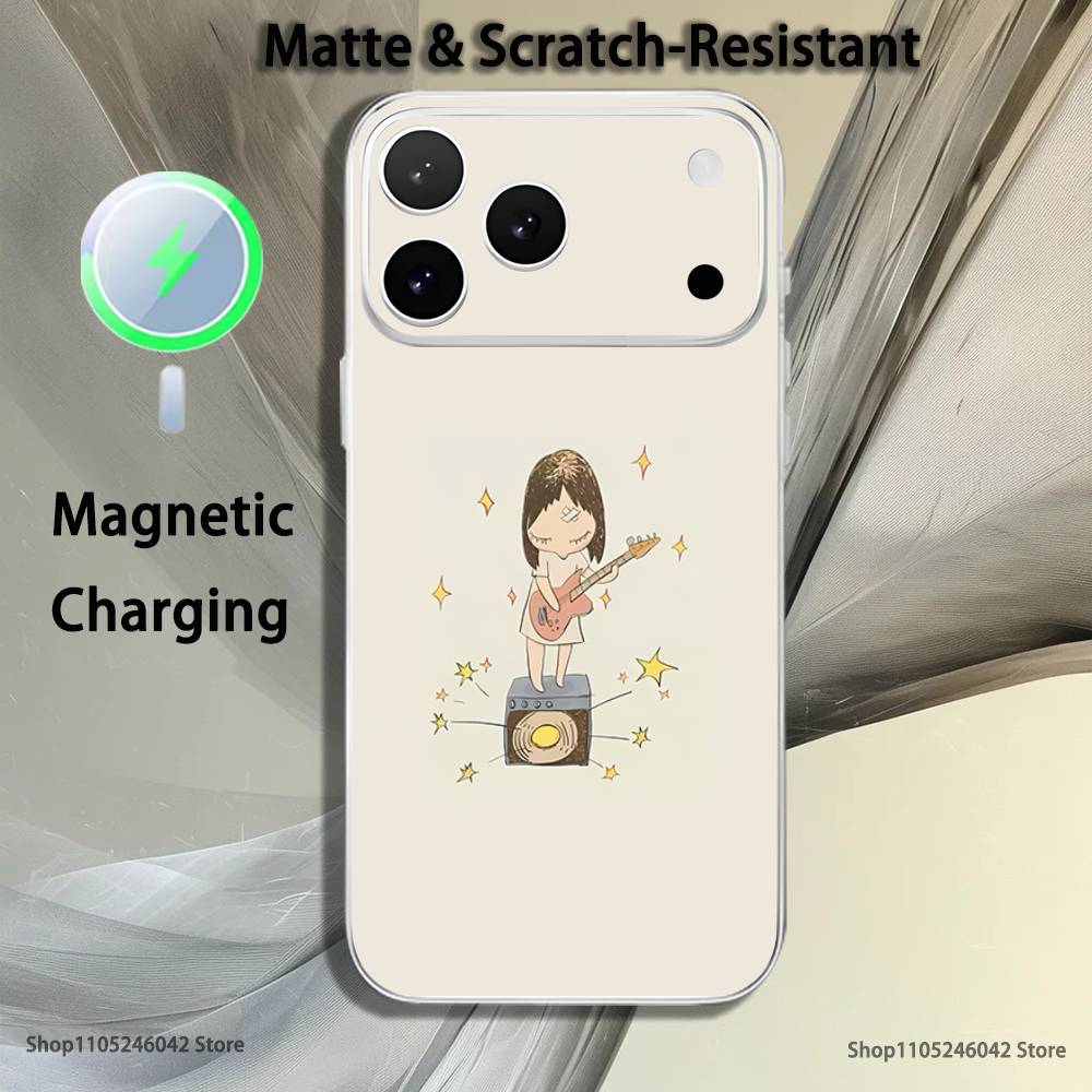 Cute Y-Yoshitomo Nara Transparent White Phone Case For iPhone 17,16,15,14,13,12,11,Pro,Max,Plus,Mini Magnetic Wireless Charging