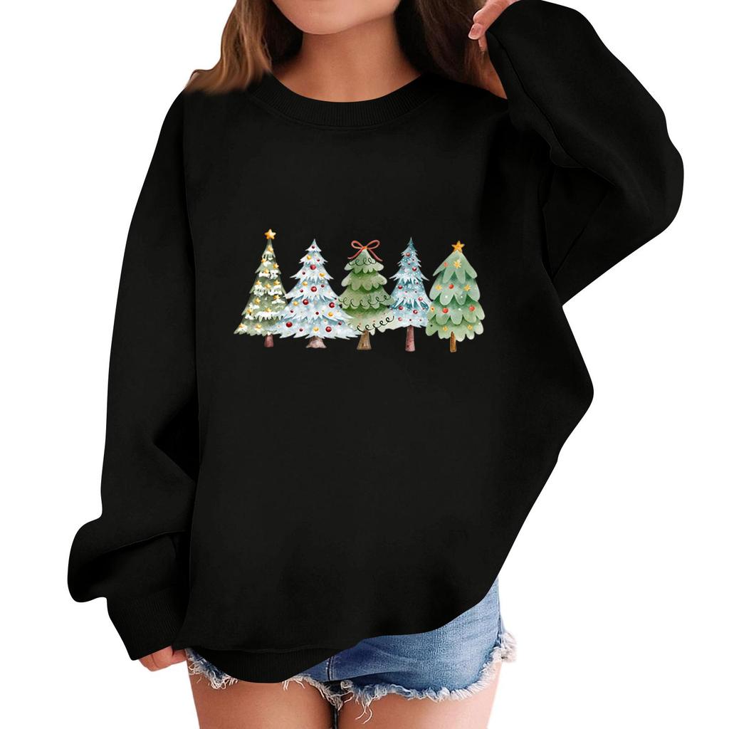 Children's Fashionable Casual Long-sleeved Loose Christmas Print Pullover Sweatshirt