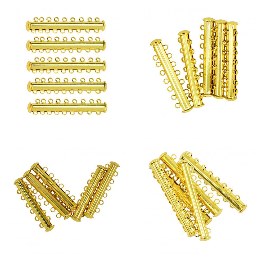 5 Sets Multi Strand Slide Magnetic Clasps DIY Jewelry 8 Strand 46x10x6mm