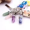 Hexagon Natural Crystal Column Original Stone Keychain Přívěsek