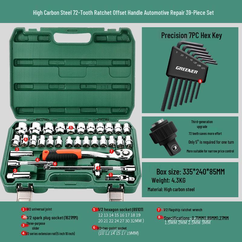 Multifunctional Automotive Ratchet Socket Wrench Tool Set