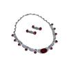 Großes Set mit Diamantimitat Roter Turmal Halskette, Ohrringe, Armband, Leichter Luxus Promi Abendmode Zweiteiliges Set