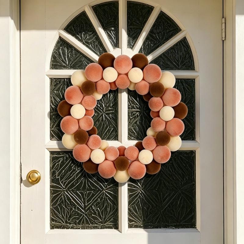 Handmade Ball Wreath Door Hanging Decoration Christmas Wreath For Wall Or Front Door Display Indoor and Outdoor Decoration
