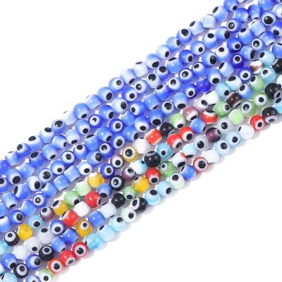 4/6/8mm Colorful Round Shape Evil Eye Beads Loose Lampwork Glazed Glass Beads for Jewelry Making