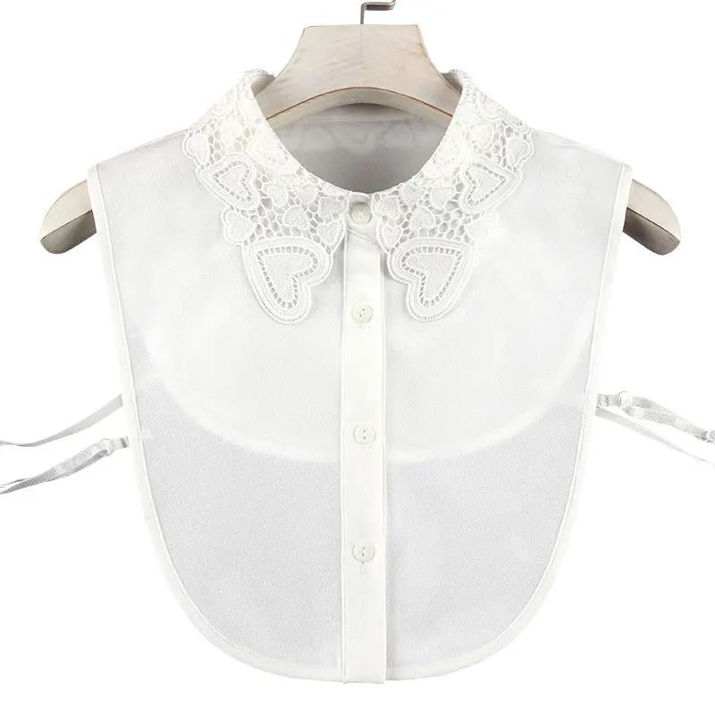 Women Fake Collar for Womens White Black Solid Chiffon False Collar Detachable Collar Female Tie Lapel Decoration Shirt Blouse