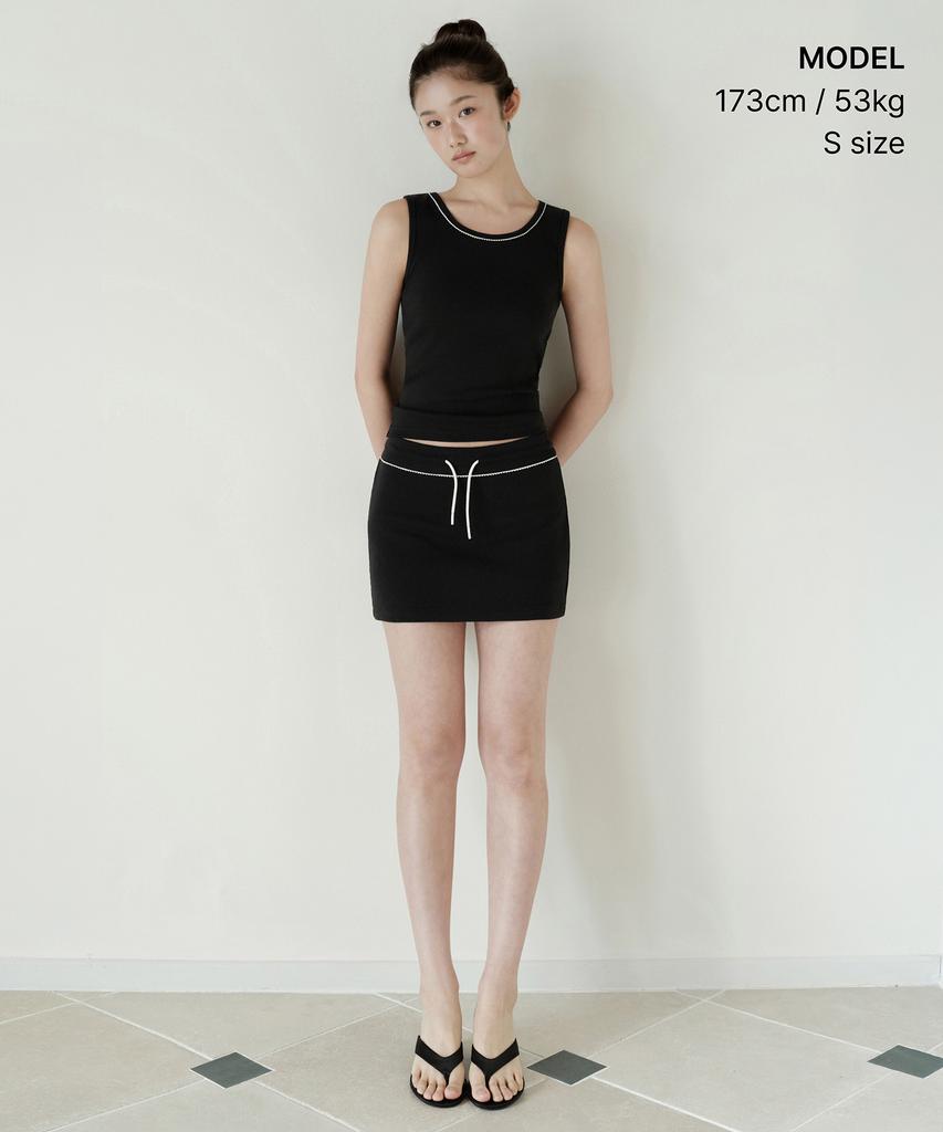 MUSINSA STANDARD WOMAN Women'S Lace Trim Tank Top [Black]
