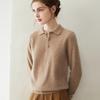 Women's 100% Pure Cashmere Lapel Sweater, Loose Fit, Long Sleeve Knitwear Top for Autumn/Winter