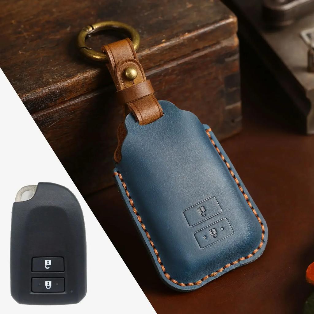 Leather Protector Case for Toyota Yaris HAIs 2020 Hiace 200 2/3 Button Remote Car Key Cover Shell Holder Keychain Accessories