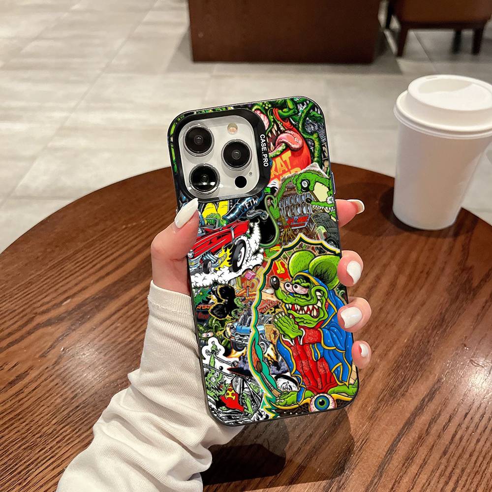 

Забавный цветной чехол для телефона Rat Fink для iPhone 17 16 15 14 13 12 11 Pro Max Plus Pro iPhone 16 pro