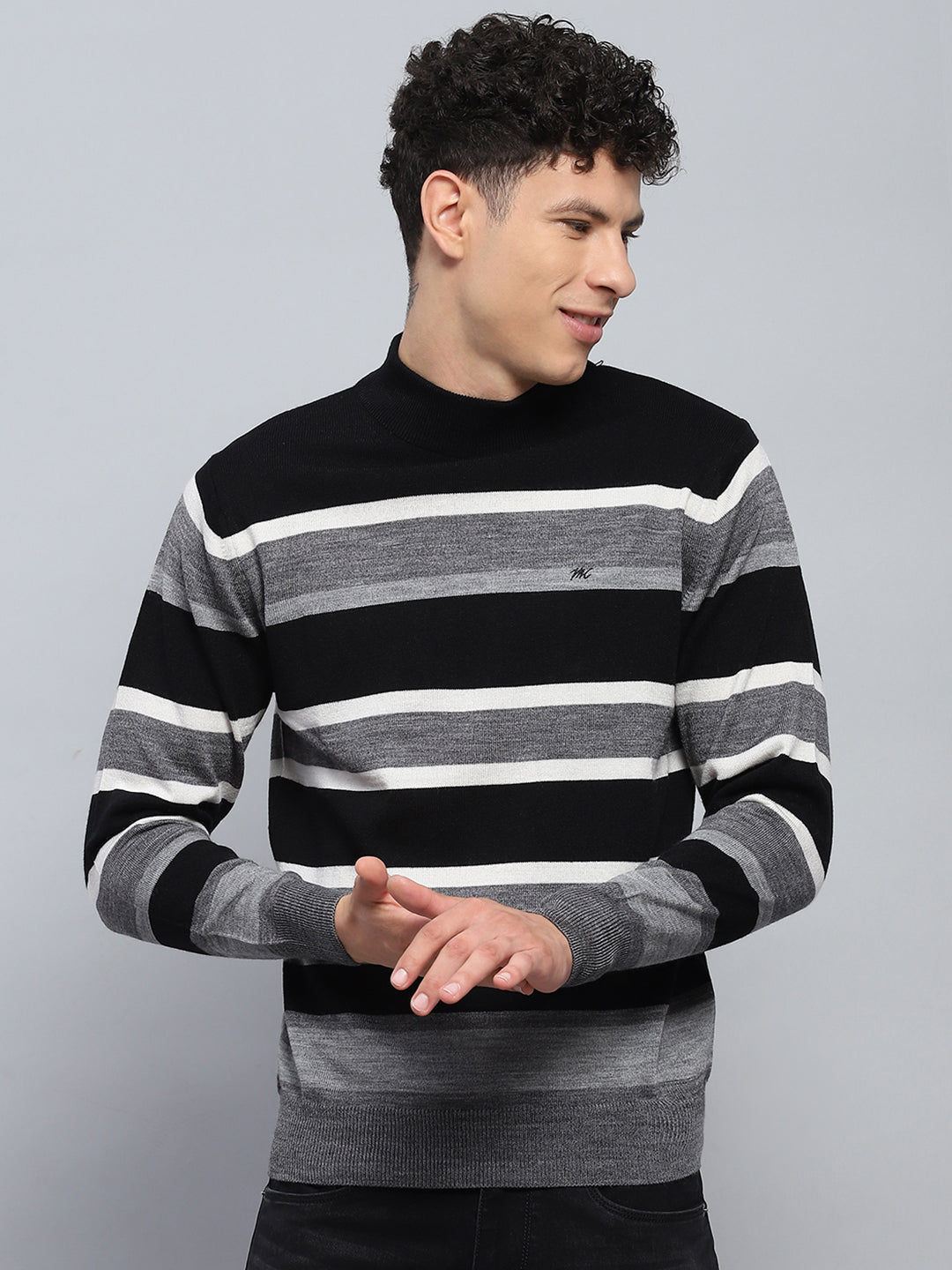 Мужской джемпер в полоску Monte Carlo Regular Fit XL серый