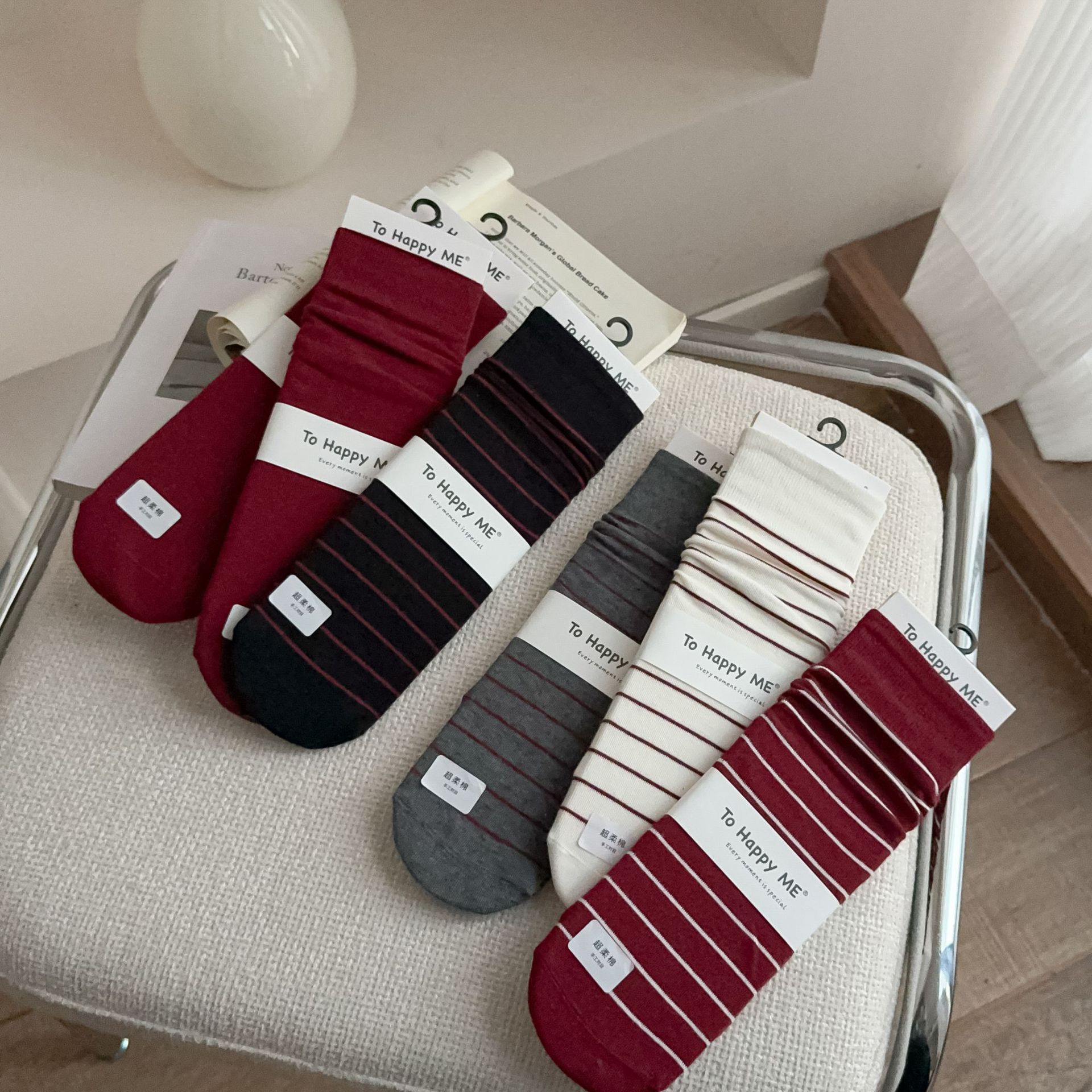 

Новые женские носки Ankola красного цвета, ультрамягкие хлопковые носки без косточек, однотонные полосатые женские носки, хлопковые носки, носки Zhuji One Size