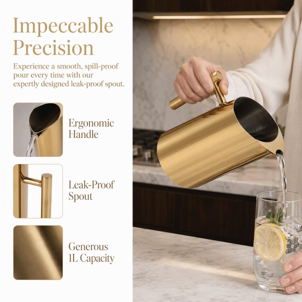 304 Stainless Steel Stainless Steel Water Pitcher 1 Liter Capacity 1L Metal Pitcher  For Bar