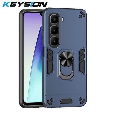 KEYSION Custodia blindata antiurto per Infinix Hot 60 Pro+ Silicone+PC Anello metallico Stand Cover per per Infinix Hot 60i 4G 60 5G