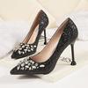 Wholesale Sexy Glittering Rhinestone Shoes Nightclub Show Thin Sequins Women's Single Shoes Sequined Pointed High Heel Sandals