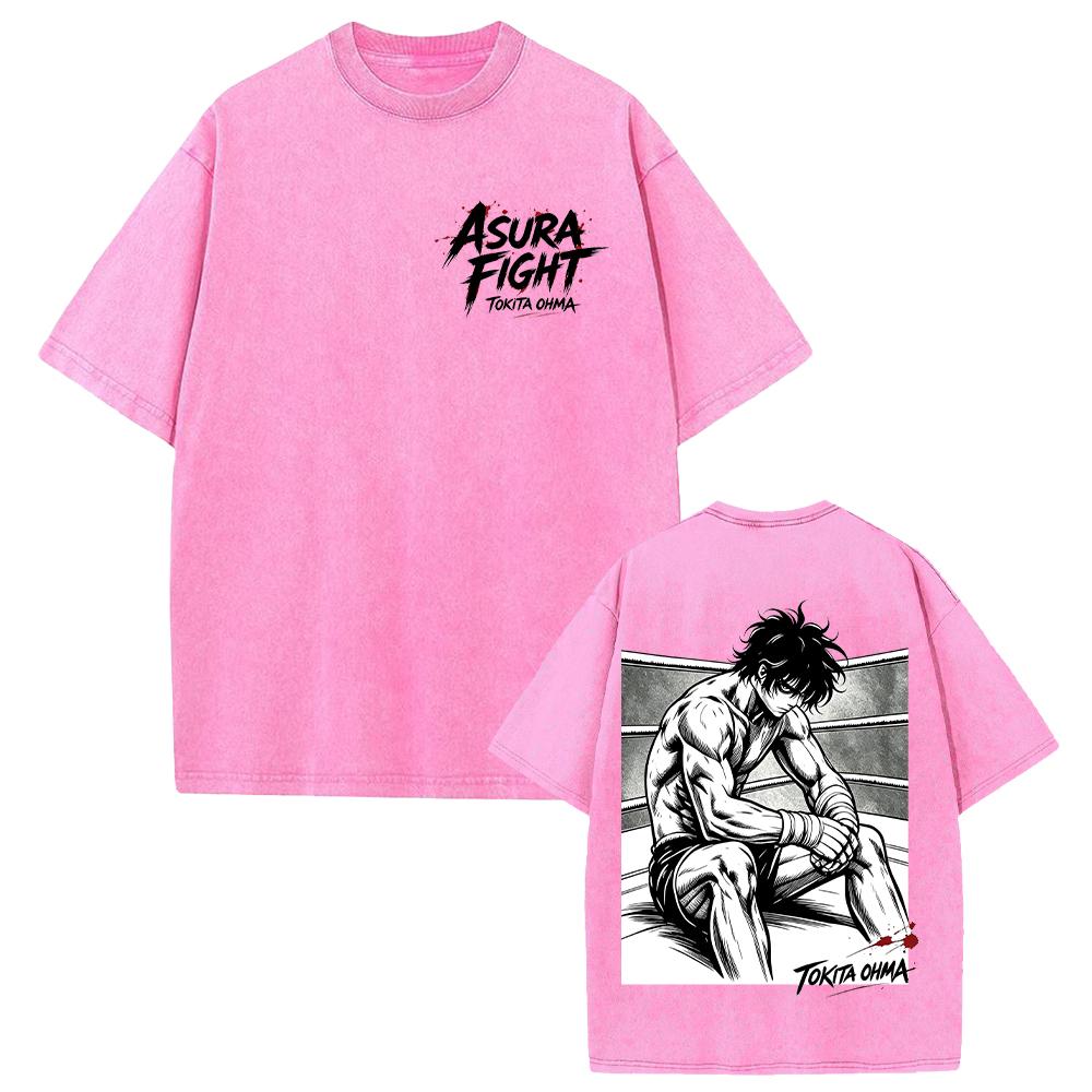 Tokita Ohma Kengan Ashura Anime Clothing Men Women Oversized T-shirts Short Sleeve Washed T Shirt Cotton Tshirt Harajuku Tops