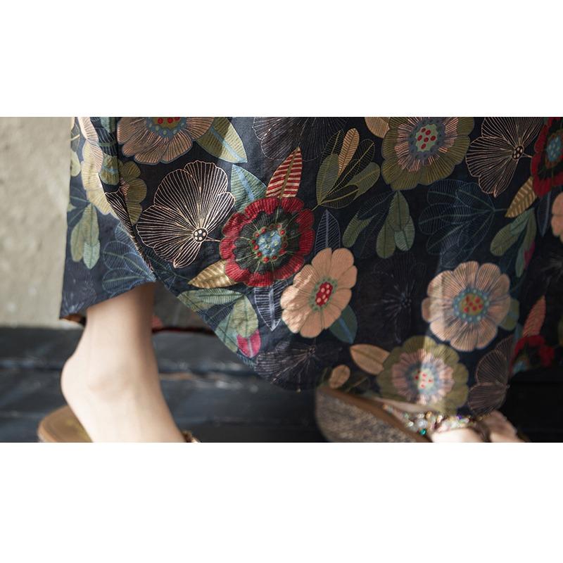 DIMANAF New 2026 Women Plus Size Summer Beach Lady Long Black Dress Loose Oversize Maxi Floral Print Sundress Clothing