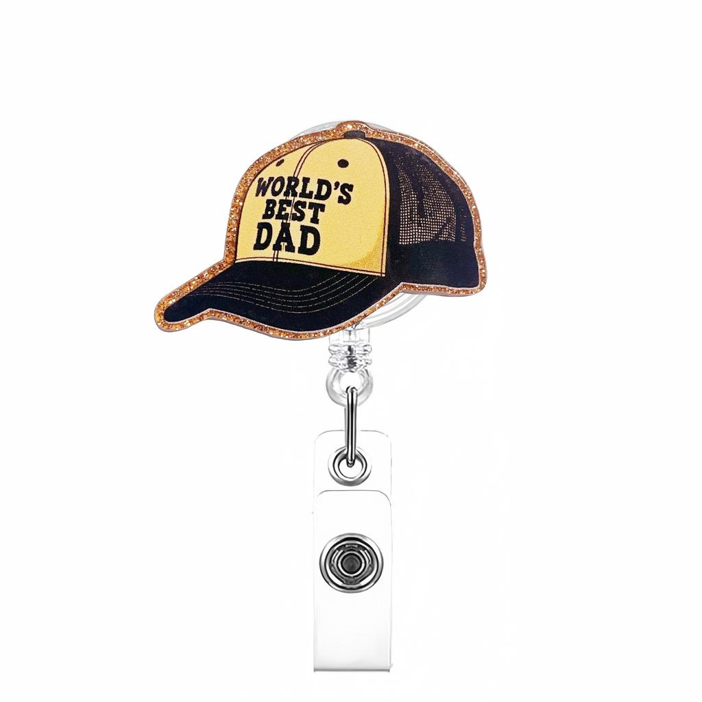 Creative Panda Hat Badge Reel Acrylic Retractable ID Name Badge Holder 360 Rotating Alligator Clip Nurse Doctor Teacher Gift