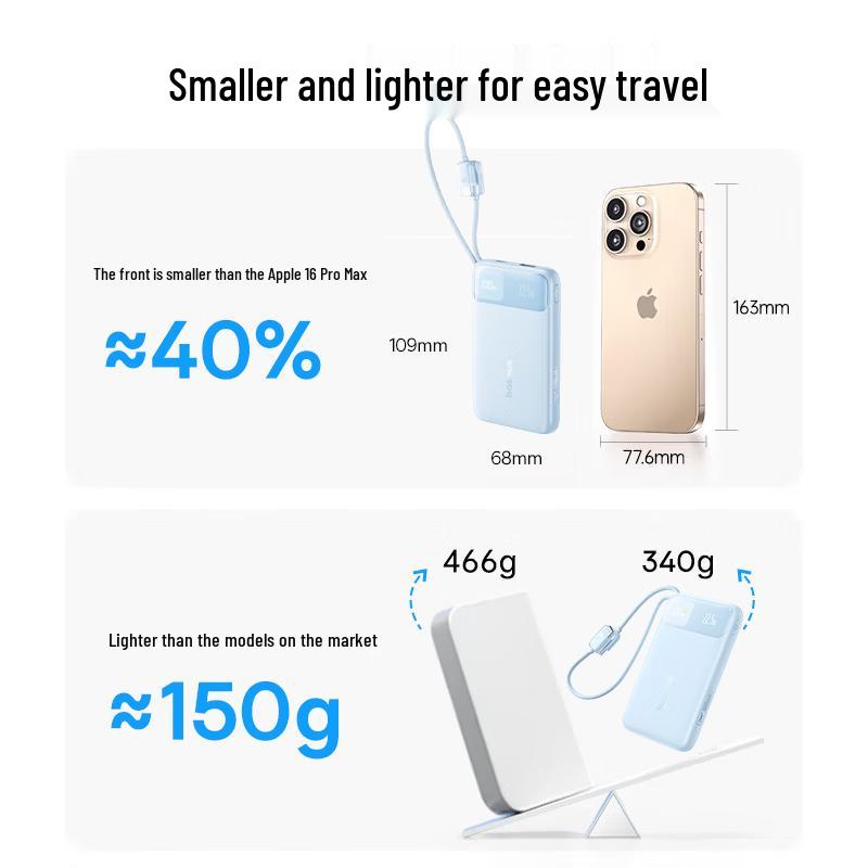Baseus 10000mAh 22.5W Portable Power Bank with Built-in Cable