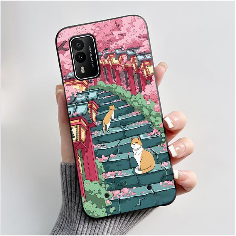 Casing For Nokia XR21 Case Aesthetic Fashion Cute Cat Astronaut Cartoon Black TPU Silicone Soft Shockproof Phone Case Back Cover