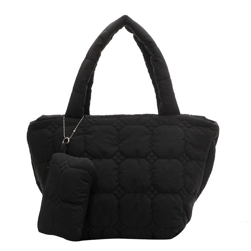 Ielgy Fashion Casual Large-Capacity Korean Version Cotton-padded Bag Simple Shoulder Tote Bag