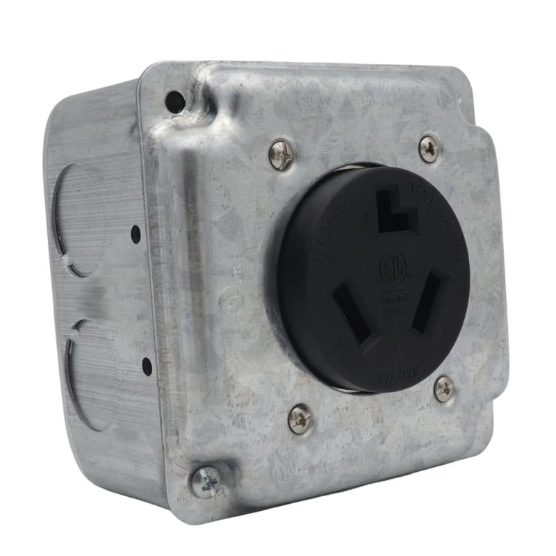 Industrial 30A Electrical Outlet Installation Kit NEMA 10 30R with Junctions Box & Sliding Cover for Wiring Use