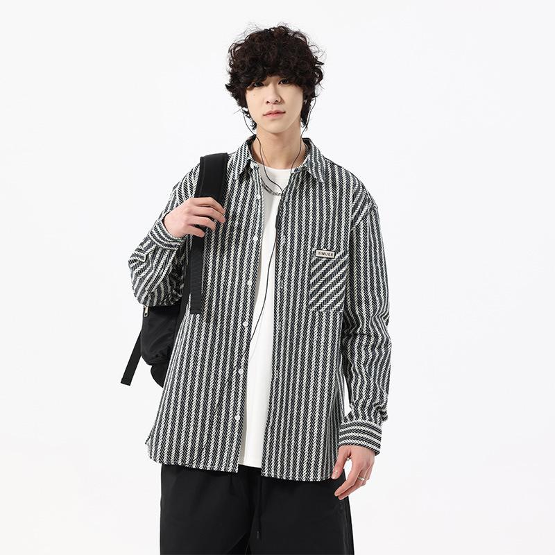 Trendy Spring and Autumn Shirt Jacket Men's Loose Casual Denim Pure Cotton Long-sleeved Youth Shirt