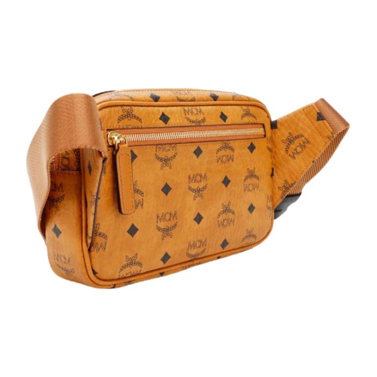 New MCM Fursten Visetos Leather One Shoulder Crossbody Fanny Pack Regular Men's Brown Cognac MMZBSFI03CO001