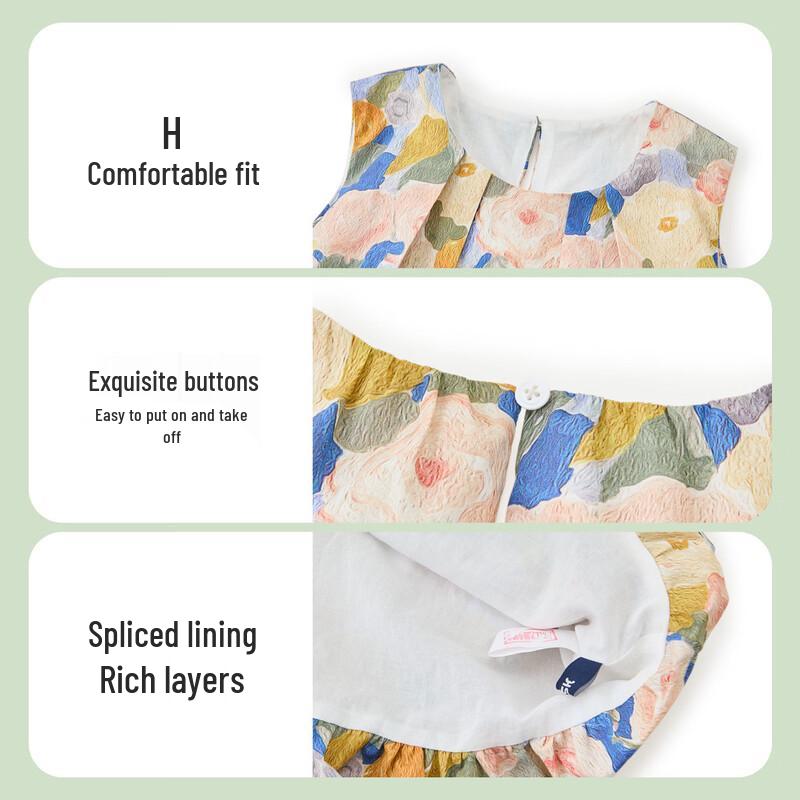 ASK JUNIOR Girls' Floral Sleeveless Dress