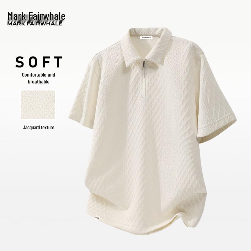 MARK FAIRWHALE Men s Textured Jacquard Polo Shirt M