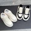 Autumn 2025 Men's Genuine Leather White Sneakers: British Style, Thick Sole, Casual, High-End Fashion
