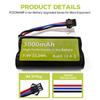 2PCS 7.4V 3000mAh 15C 2S Li-ion Battery with SM-3P Plug and USB Charging Cable for DE43, DE60, 9500E, Huina 1575 Remote Control Engineering Car, and